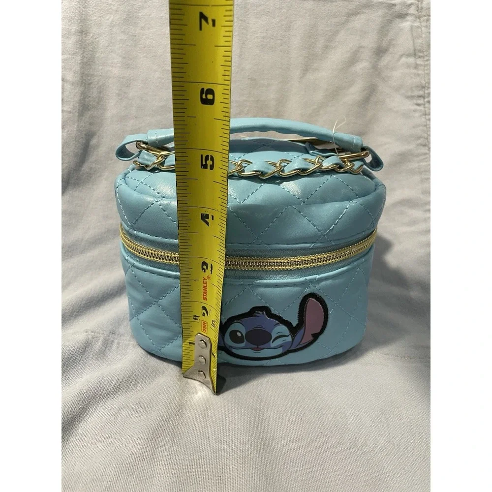 NEW Disney Stitch Blue Makeup Box Quilt-Like Mini Purse - Lip‎ Gloss - Hair Bows